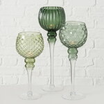 Набор стеклянных подсвечников - бокалов Модена 30-40 см зеленый, 3 шт