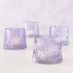 Набор стеклянных подсвечников Apperto 8 см сиреневый, 4 шт