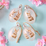 Пасхальные украшения Яйца: Fluffy Rabbits 7 см матовые, 4 шт, подвеска