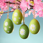 Пасхальные украшения Яйца -  Белые Ромашки 6 см, 4 шт