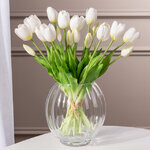 Силиконовые цветы Тюльпаны Great Milton белые 40 см, 7 шт