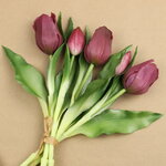 Силиконовые цветы Тюльпаны Piccola Ragazza 5 шт, 28 см бордовые