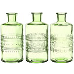 Набор стеклянных ваз Porto 15 см зеленый, 3 шт