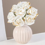 Искусственные розы для декора Lallita 18 см, 7 шт, белые с золотым