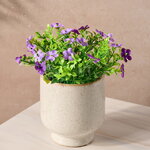 Искусственный цветок в горшке Броваллия 15 см пурпурная