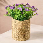 Искусственный цветок в кашпо Броваллия 20 см пурпурная