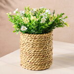 Искусственный цветок в кашпо Броваллия 20 см белая