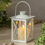 Декоративный подсвечник-фонарь Стюарт 20 см белый