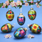 Елочные игрушки Яйца - Loreto Aprutino 8 см, 6 шт, подвеска, стекло