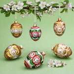 Елочные игрушки Яйца - Pellio Intelvi 7 см, 6 шт, подвеска, стекло