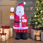 Светодиодная фигура Санта Клаус с фонарем 95 см, 160 холодных белых LED ламп, акрил, IP44