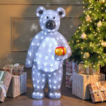 Светодиодная фигура Медведь с подарочком 90 см, 160 белых LED ламп, акрил, IP44