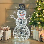 Светодиодная фигура Снеговик в черной шляпе 90 см, 80 холодных белых LED ламп, акрил, IP44