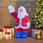 Светодиодная фигура Санта Клаус - Merry Xmas 90 см, 240 холодных белых LED ламп, акрил, IP44