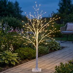 Светодиодное дерево Березка Balbeggi заснеженное 120 см, 300 теплых белых LED ламп, IP44