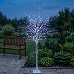 Светодиодное дерево Березка Balbeggi заснеженное 180 см, 600 холодных белых LED ламп, IP44