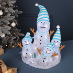 Светодиодная фигура Снеговички - Дружная Семья 30*22 см, 30 холодных белых LED ламп, на батарейках, IP44