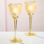 Стеклянный подсвечник-бокал Тюльпан 22 см желтый