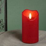Светодиодная свеча с имитацией пламени Стелла 13 см красная восковая на батарейках