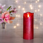 Светодиодная свеча с имитацией пламени Стелла 17 см красная восковая на батарейках
