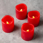 Набор восковых светильников свечей 5*4.7 см красные 4 шт на батарейках