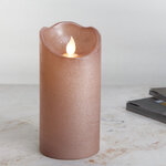 Светодиодная свеча Живое Пламя 15 см топленый шоколад, восковая на батарейках, таймер