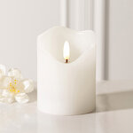 Светодиодная свеча с имитацией пламени Стелла 9 см белая восковая на батарейках