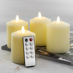 Набор светодиодных свечей с имитацией пламени Соланж 12 см, 4 шт с пультом управления, на батарейках