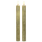 Столовая светодиодная свеча с имитацией пламени Стелла 24 см 2 шт золотая, на батарейках, таймер