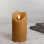 Светодиодная свеча с имитацией пламени Стелла 13 см миндальная восковая, на батарейках, таймер