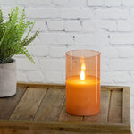 Светодиодная свеча в колбе с живым пламенем Одри: Amber 13 см, на батарейках, таймер