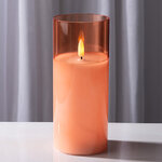 Светодиодная свеча в колбе с живым пламенем Одри: Amber 18 см, на батарейках, таймер