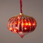 Подвесной светильник RedGlass - Луковка 20 см, 15 микро LED ламп, таймер, на батарейках, стекло