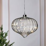 Подвесной светильник Луковка - Cristal Perfecto 21*20 см, 15 микро LED ламп, таймер, на батарейках, стекло