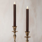 Столовая светодиодная свеча Glen с имитацией пламени 25 см темный шоколад, 2 шт, на батарейках