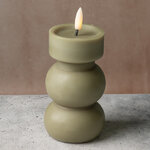 Светодиодная свеча Attica с имитацией пламени 15 см оливковая, на батарейках