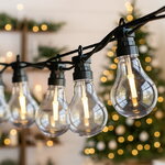 Ретро гирлянда Большие Лампочки, 20 ламп, теплые белые LED, 9.5 м, черный ПВХ, соединяемая, IP44