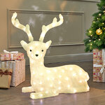 Светодиодный олень Стэнли на отдыхе 64 см, 100 теплых/холодных белых LED ламп, IP44