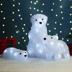 Набор светящихся фигур Медведи леса Уортертон 3 шт, 26 см, 40 LED ламп, на батарейках, IP44