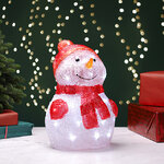 Светящаяся фигура Снеговик Пьер - Happy Holidays 35 см, 40 холодных белых LED ламп, на батарейках, IP44