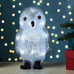 Светодиодная фигура Сова Лорри 21 см, 20 холодных белых LED ламп, на батарейках, IP44