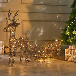 Светящийся олень Рудольф с санями 72 см, 72 теплых белых LED, IP44