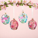 Елочные игрушки Яйца Бебингтон: Душистый Сад 11 см, 4 шт, подарочная коробка, стекло