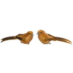 Елочная игрушка Птичка Селестина - Жемчужный Клювик 6 см янтарная, 2 шт, клипса
