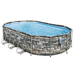 Каркасный овальный бассейн c подсветкой Bestway Power Steel Spa 610*366*122 см, фильтр-насос, аксессуары
