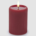 Светодиодная свеча с имитацией пламени Moccolo 10 см бордовая, с пультом