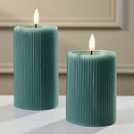 Светодиодная свеча с имитацией пламени Мокколо 10 см бирюзовая, с пультом