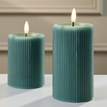 Светодиодная свеча с имитацией пламени Мокколо 13 см бирюзовая, с пультом