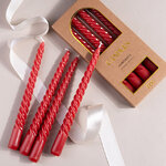 Набор свечей Lets Twist 20 см красные, витые, 4 шт