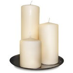 Набор свечей столбиков с подсвечником, 3 шт, слоновая кость